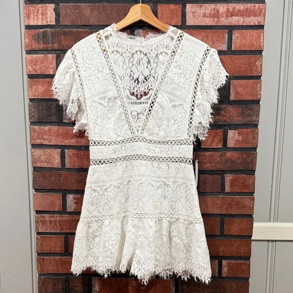 Saylor Shanice Ruffle-Sleeve Back-Cutout Lace Romper - Picture 5 of 16